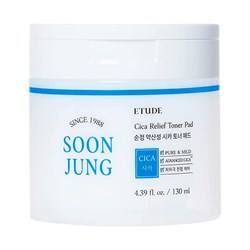 Etude Успокаивающие тонер-пэды с экстрактом центеллы / Soon Jung CICA Toner Pad, 130 мл 19998-75995 - фото 14779183