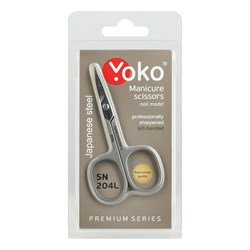 YOKO Ножницы маникюрные для кутикулы изогнутые для левшей / Premium Series SN 204L, матовые, ручная заточка, 9 см 24677-72302 - фото 14803163