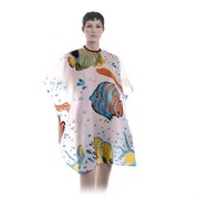 Dewal Пеньюар для стрижки «Рыбки» детский AP98A1, 95 х 120 см, белый 4647-3453