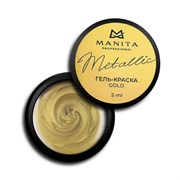 Manita Professional Гель-краска для ногтей с липким слоем / Metallic Gold, 5 мл 23541-65356